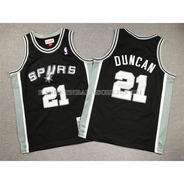 Maillot Enfant San Antonio Spurs Tim Duncan NO 21 Mitchell & Ness 1998-99 Noir